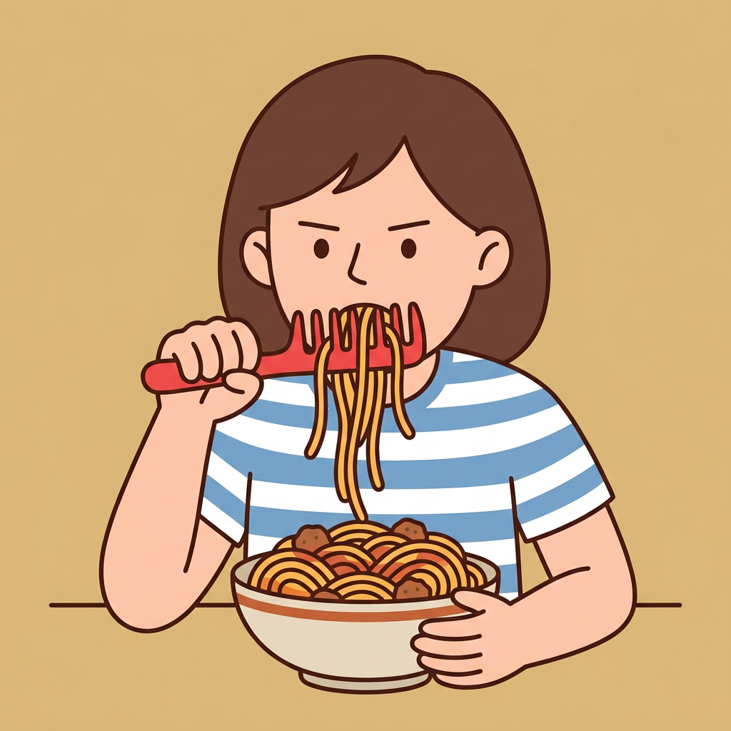 Image for comer (to eat): sounds like comb air
